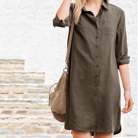 Garnet Hill Dresses & Skirts - New Garnet Hill silk/linen shirt dress, 10